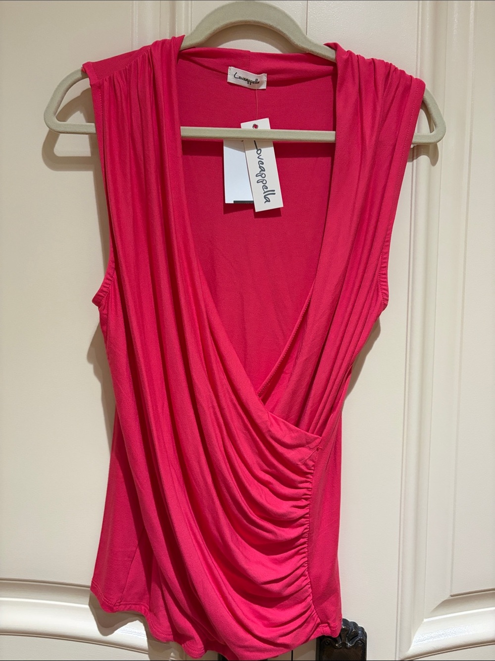 Loveappella Hot Pink Draped Sleeveless Tank Top